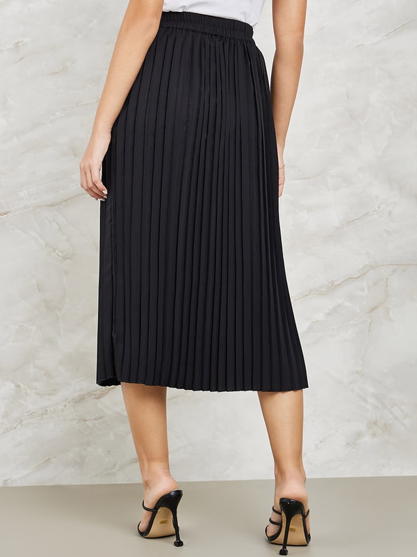 Black pleated midi skirt 90 cheap