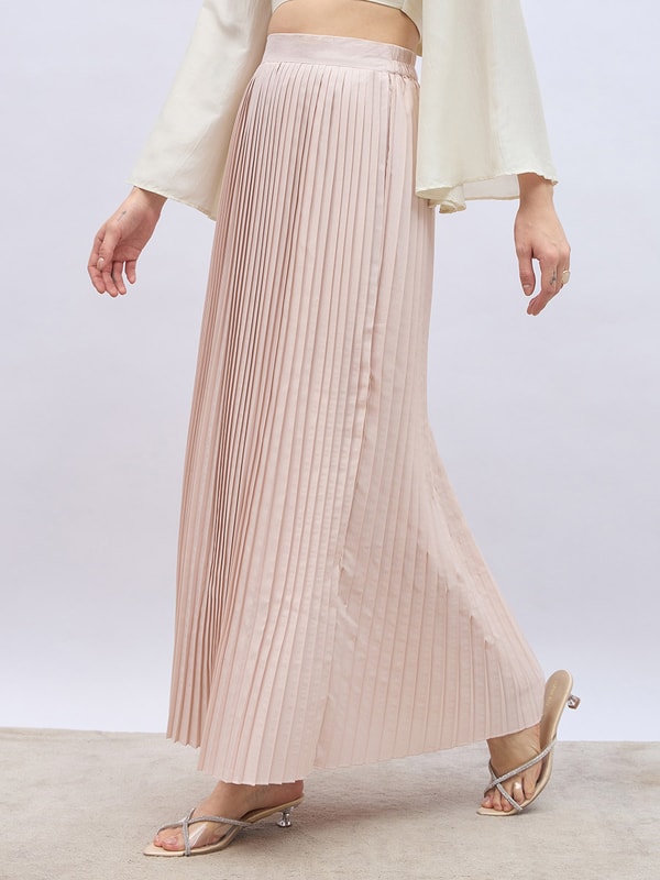 Pleated Flared Maxi Skirt For Women at UAE | Styli