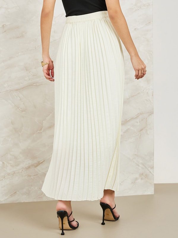Pleated Flared Maxi Skirt