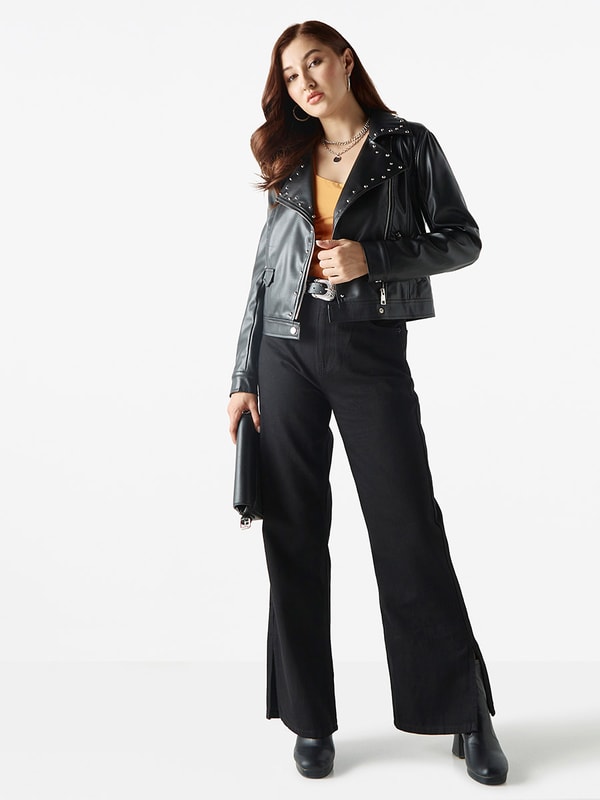 Embellished biker jacket hot sale