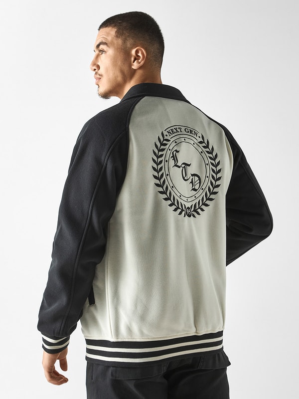 Embroidered Varsity Jacket with Button Detail and Pockets For Men