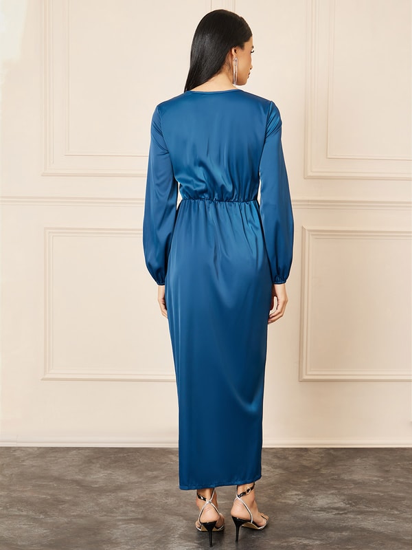 princess polly baby blue dress Satin Ruffle Detail Bodycon Maxi Dress For Women at Saudi