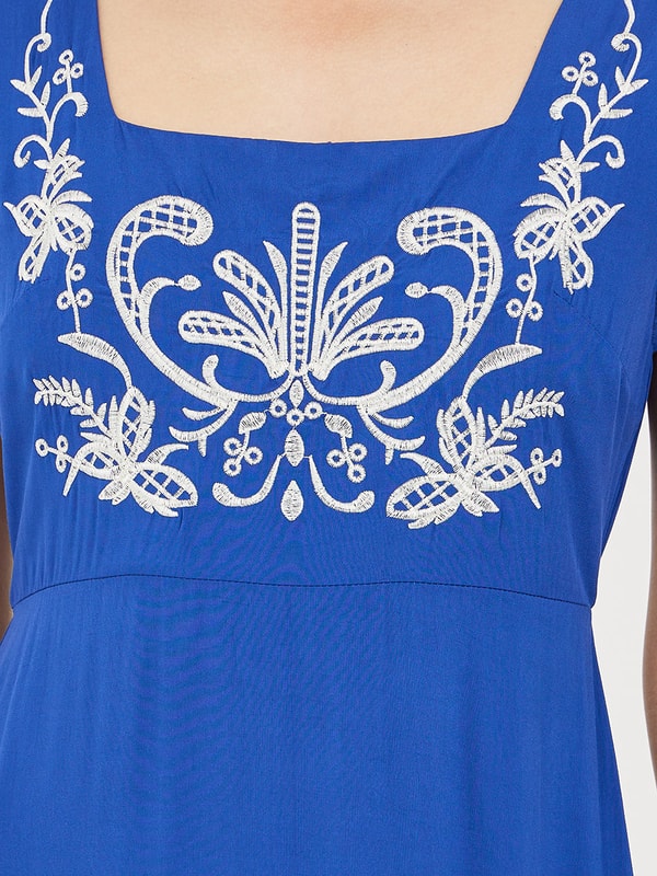 sachin and babi light blue dress Embroidered Cap Sleeve Square Neck Maxi Dress For Women at Kuwait