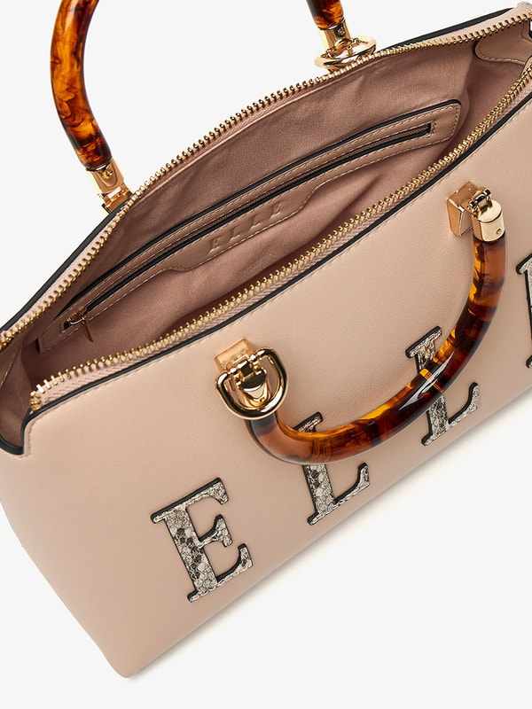 Buy Logo Patch Detail Tote Bag with Double Handle Pink For