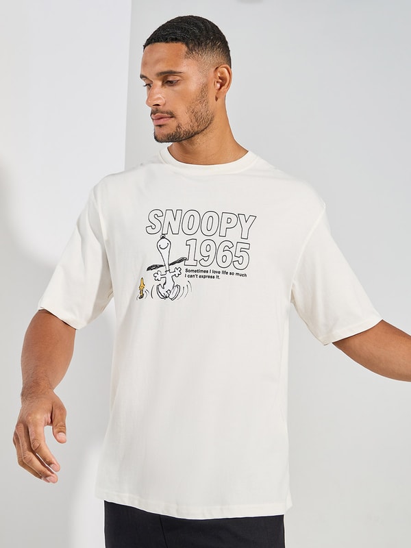 Buy Snoopy Graphic Print Compact Jersey Oversized T-Shirt