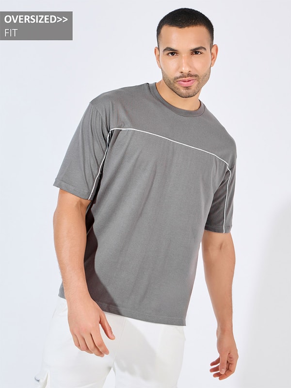 Cotton Over Sized Shirt with Contrast Piping