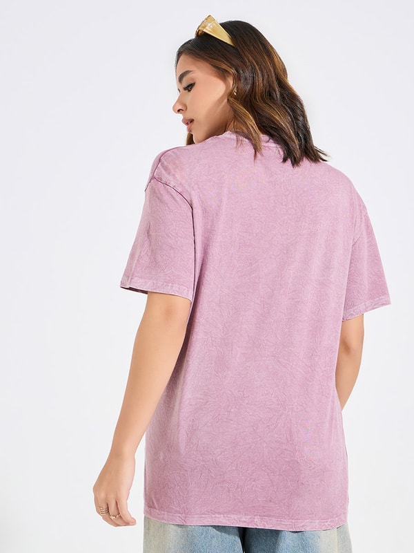 Buy Oversized Acid Wash Stars Graphic T-Shirt with Dropped