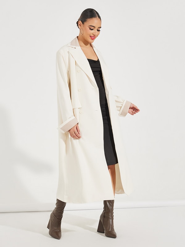 Oversized Midi Length Double Breasted Trench Coat For Women at