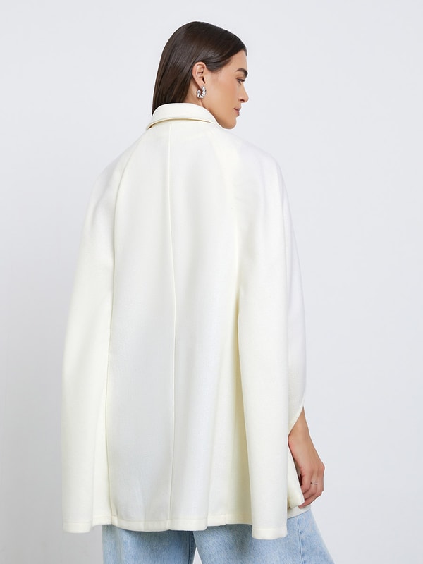 Off-White Longline Double-Breasted Cape Coat For Women at Saudi