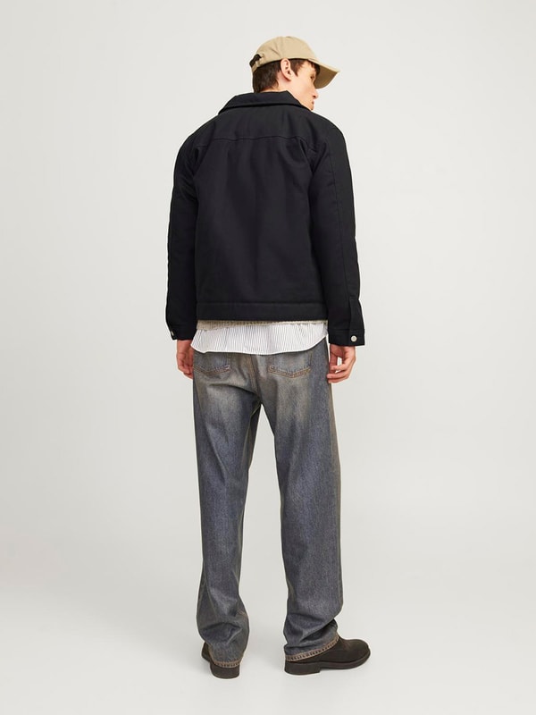 Buy Spread Collar Zip Through Bomber Jacket Black For Men | Styli Saudi