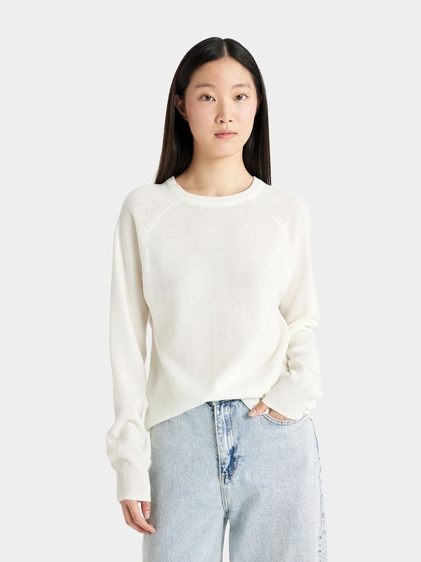 Solid Raglan Sleeve Regular Fit Sweater For Women at UAE | Styli