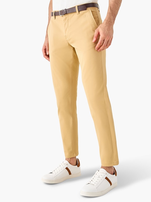 Buy Slim Fit Belted Chino Pants with Pockets and Button