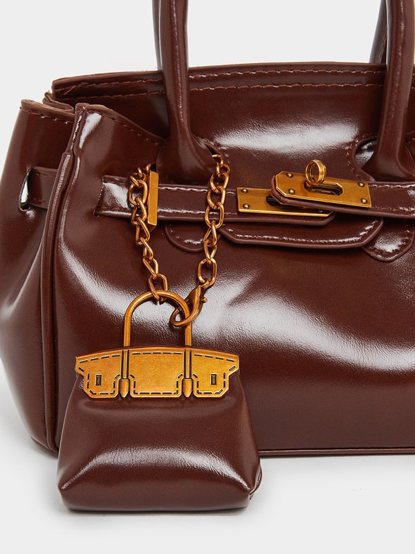 Chain Trim Handbag with Double Top Handles For Women at Saudi | Styli