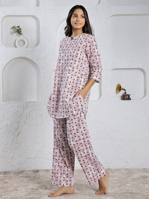 Cove Supima Cotton Pink Top with Pant Set