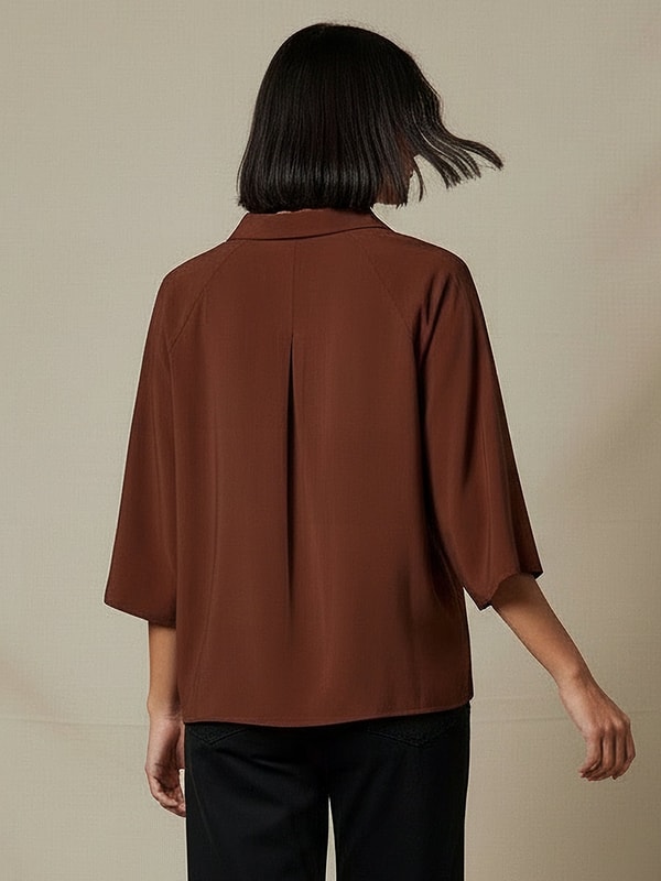 Regular Fit Twill Raglan Sleeve Top with Collar For Default Category at ...