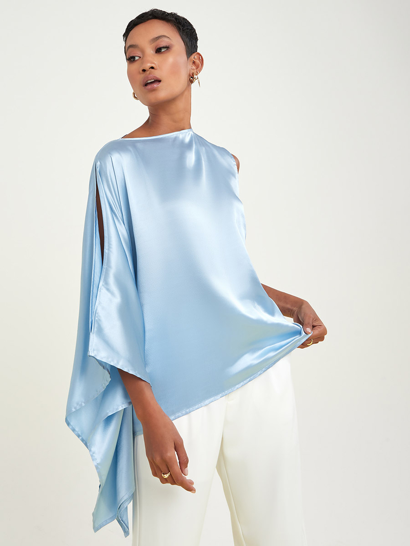 eaphi asymmetry stitch blouse DOUBLE LINE CHECK ASYMMETRY BLOUSE