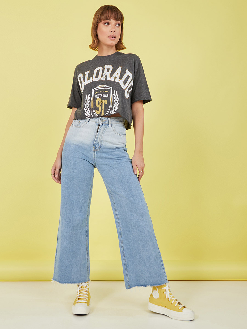 Buy Short Sleeves Colorado Varsity Graphic Boxy Fit Crop T