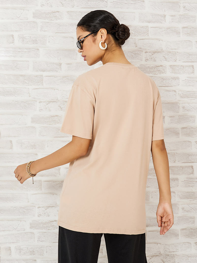 Buy Short Sleeves Manhattan Slogan Oversized Longline T