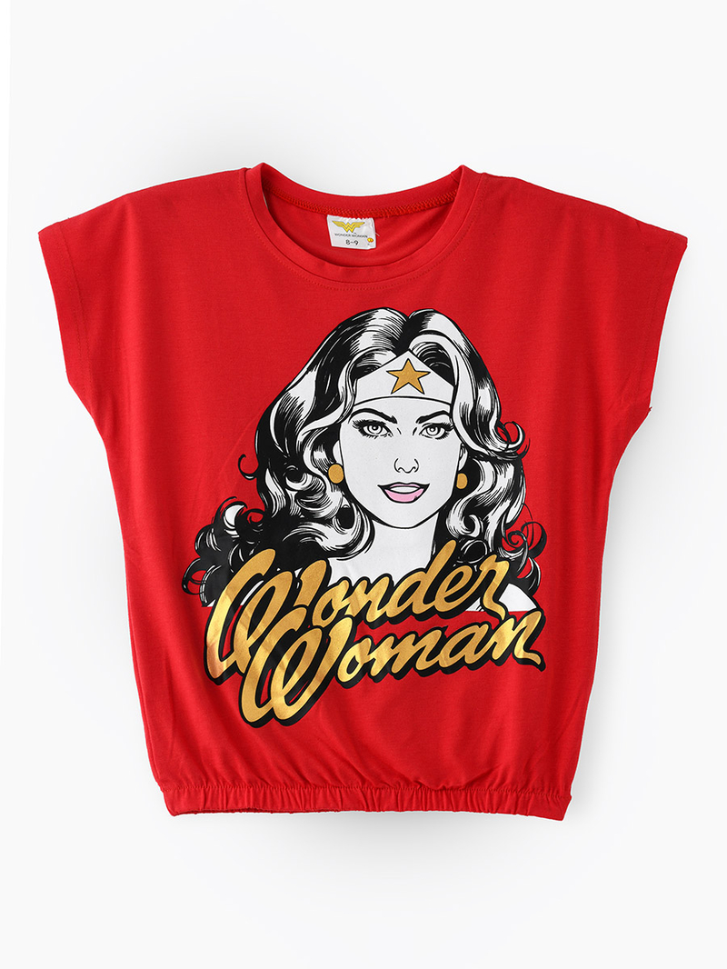 【WONDER WONDER】Sotten Mini Dot Frill Collar T-Shirt Buy Warner Bros Wonder Woman Print Senior T-Shirt Red For