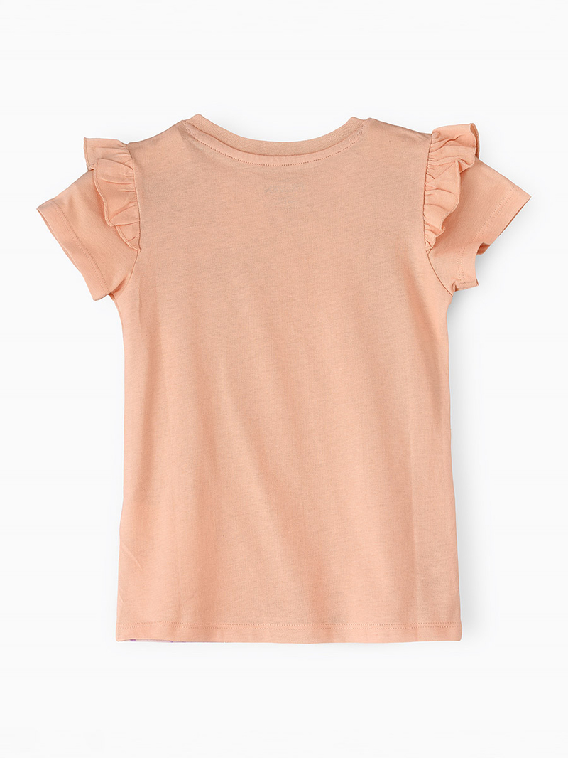 Buy Disney Frozen Print Ruffle Sleeve Top Pink For Kids