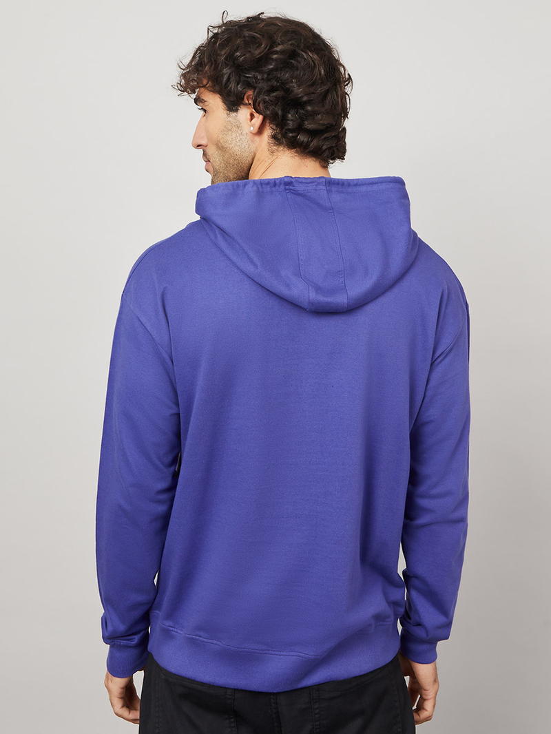 Buy Chest Graphic Print Boxy Fit Hoodie with Kangaroo Pocket