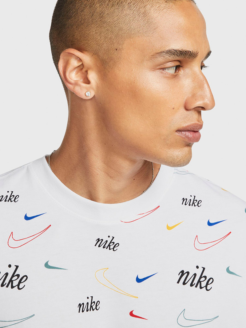 Buy NSW All Over Print Swoosh Regular Fit T-Shirt White For