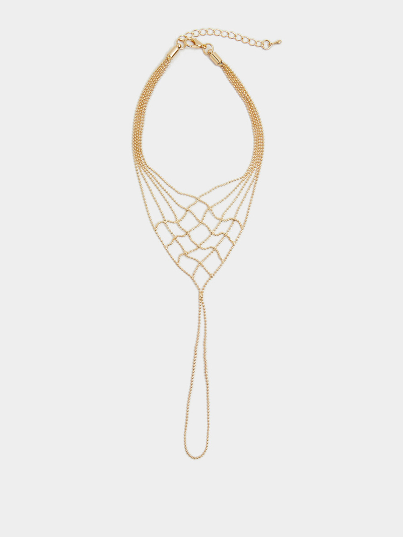Buy Beads Chain Toe Ring Anklet Gold For Women | Styli UAE