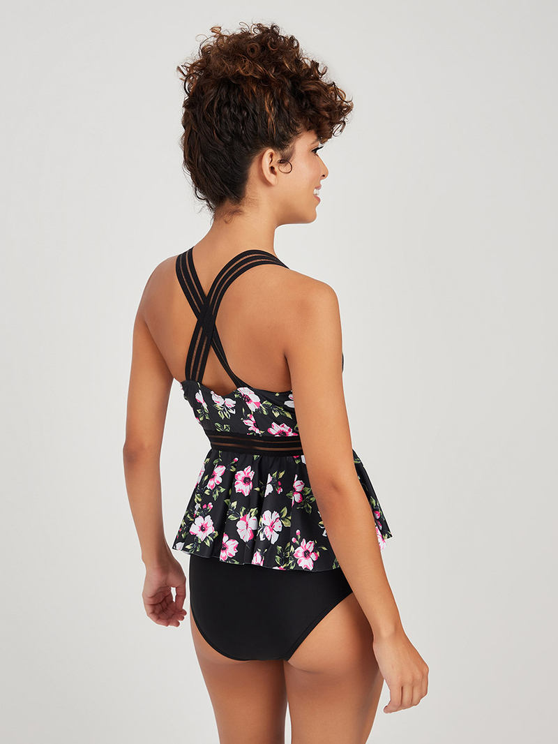 Amazon.com: Peplum Bikini - Floral Tankini Swimsuit Moulded