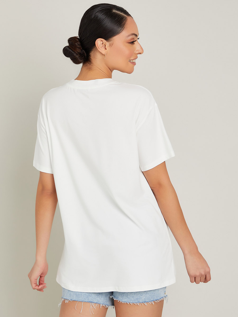 Short Sleeves Sea Shell Print Oversized Longline T-shirt For Short Sleeves Sea Shell Print Oversized Longline T-shirt For