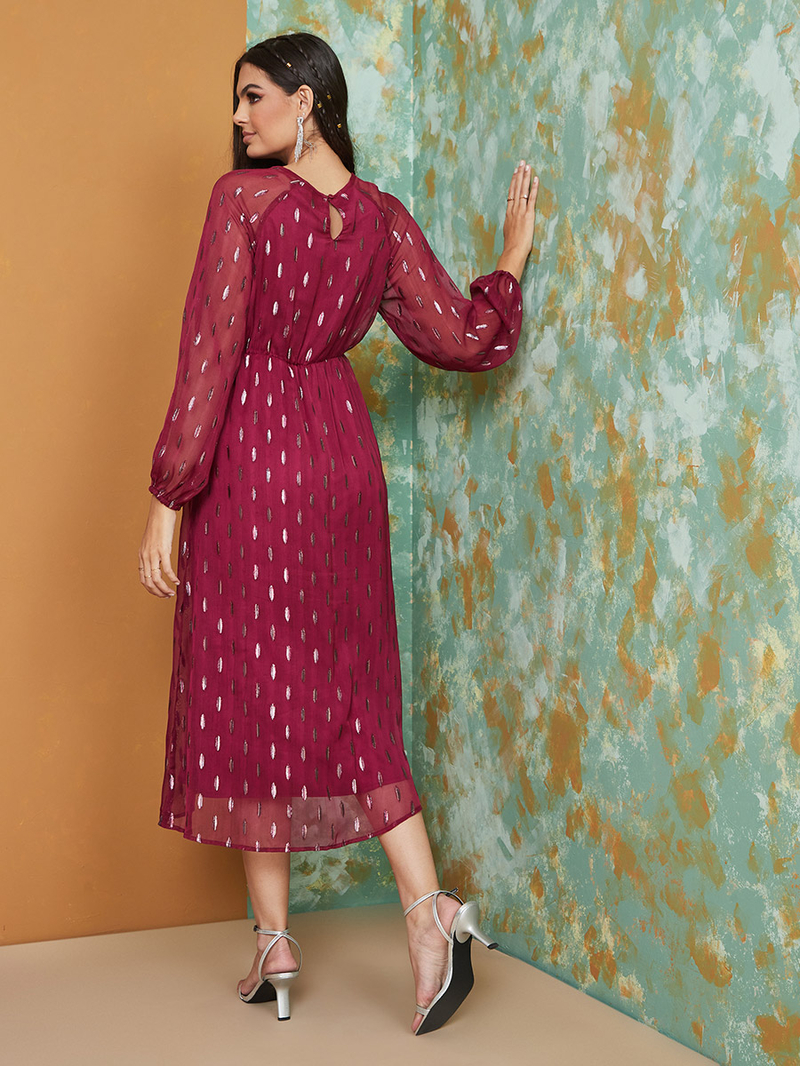 【関税＆送料込み】Balmain Burgundy Viscose Blend Dress Balmain Burgundy Viscose Blend Dress – BALTINI