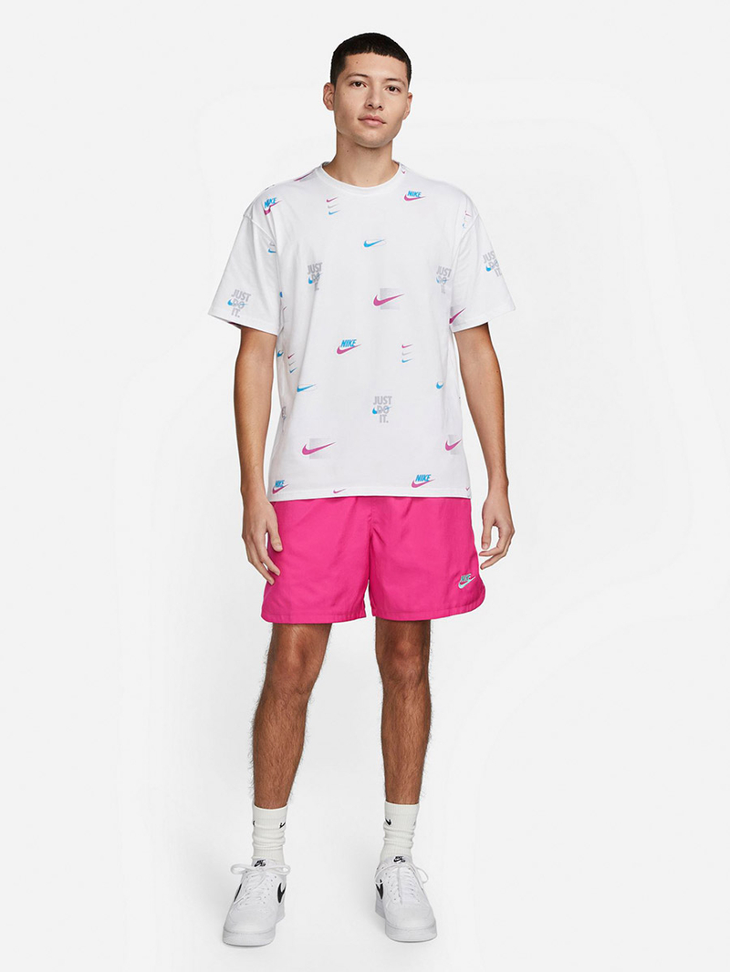 Buy All Over Print Swoosh Logo Sportswear T-Shirt White For