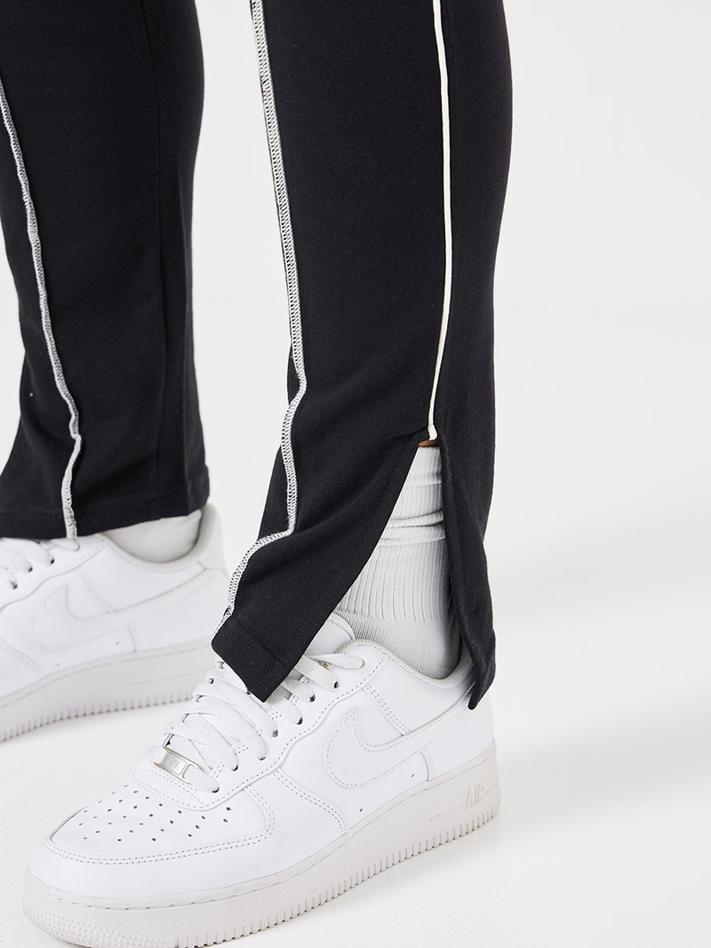 Kangaroo Poo Open Hem Mens Black Slim Fit Joggers Slim Fit Pintuck