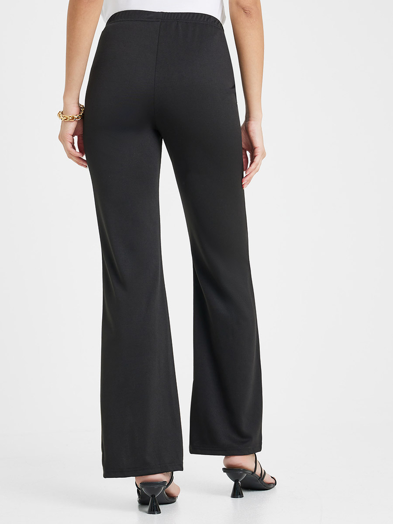 Buy High Rise Front Slit Detail Flare Pant Black For Women