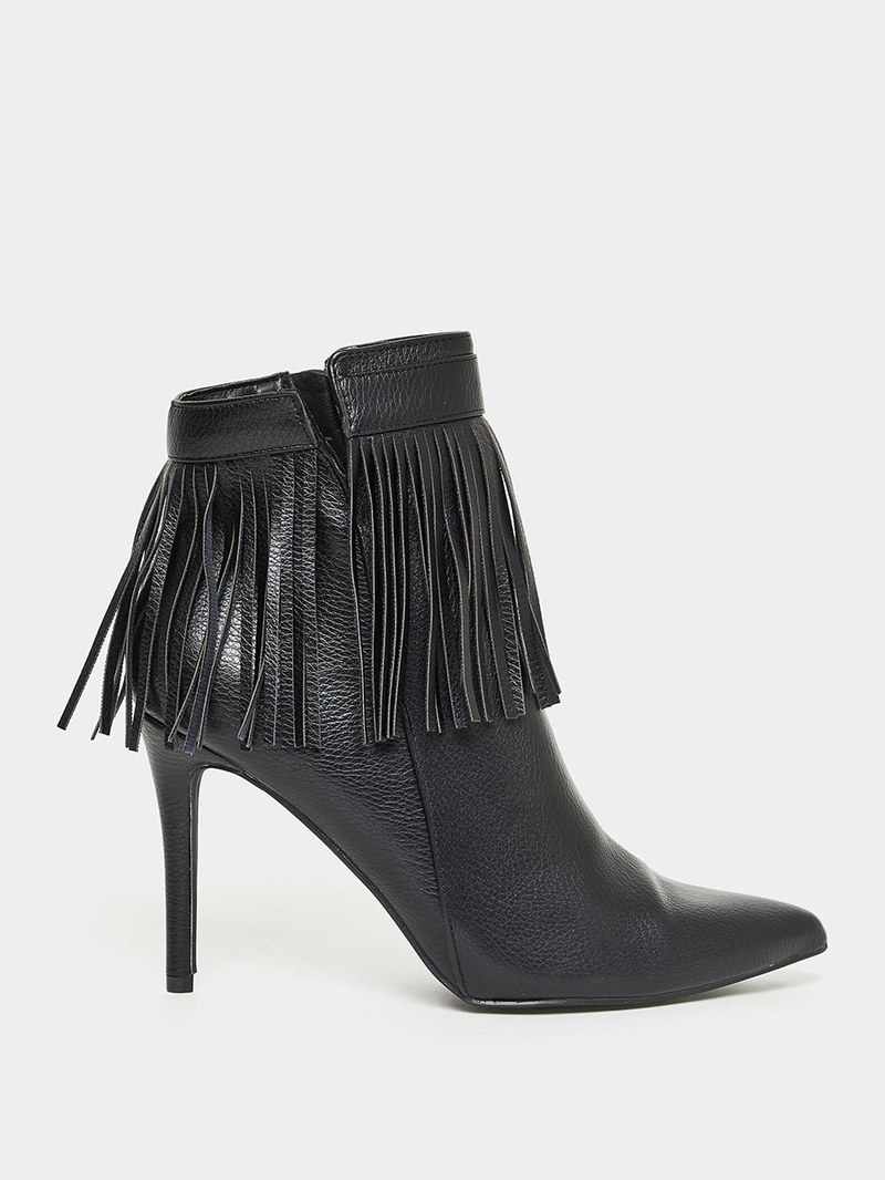 Pointed Toe Frill Embellished Pencil Heel Boots For Women at