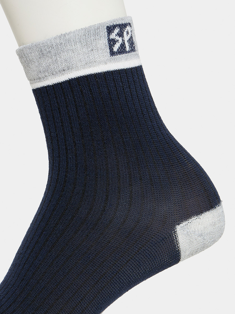 Buy Pack of 5 - Embroidered Patch Ribbed Detail Crew Socks