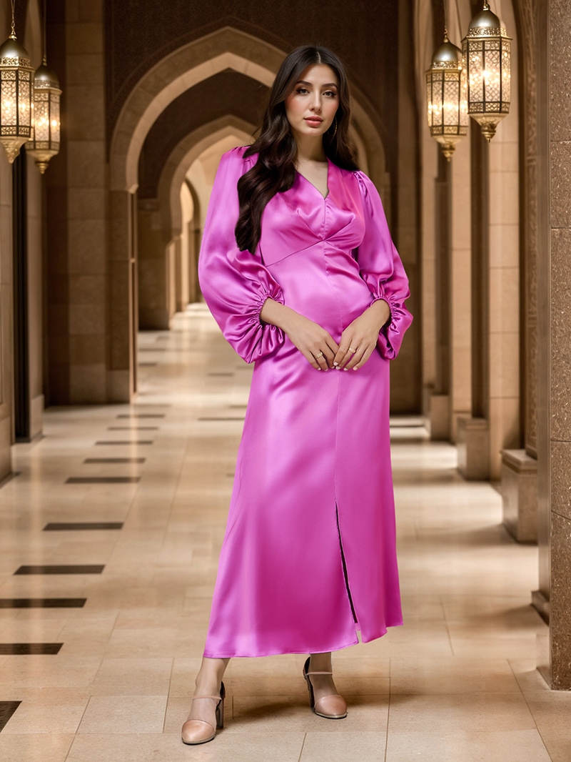 【美品】BALLOON SLEEVE I LINE DRESS A-Line Balloon Sleeve Midi Dress