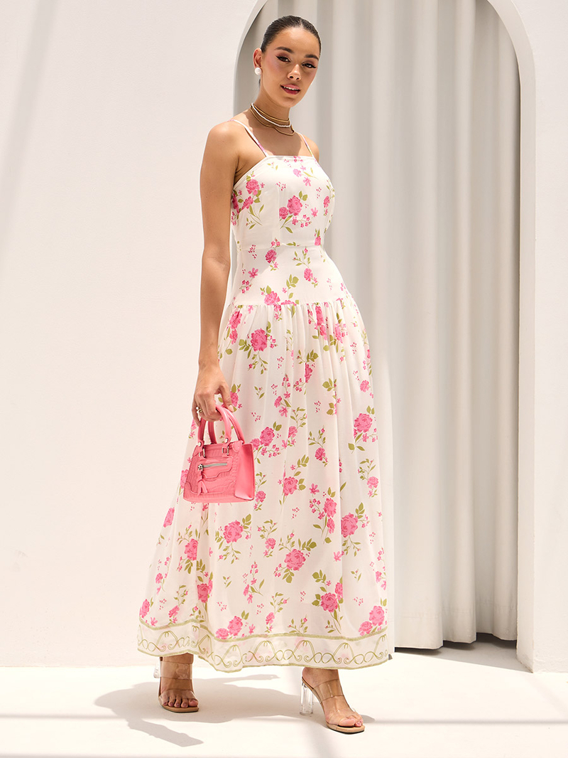 【SALONI】tiered floral-print silk-ette maxi ドレス SALONI Jolie-C Asymmetric Tiered Floral-Print Silk-Georgette
