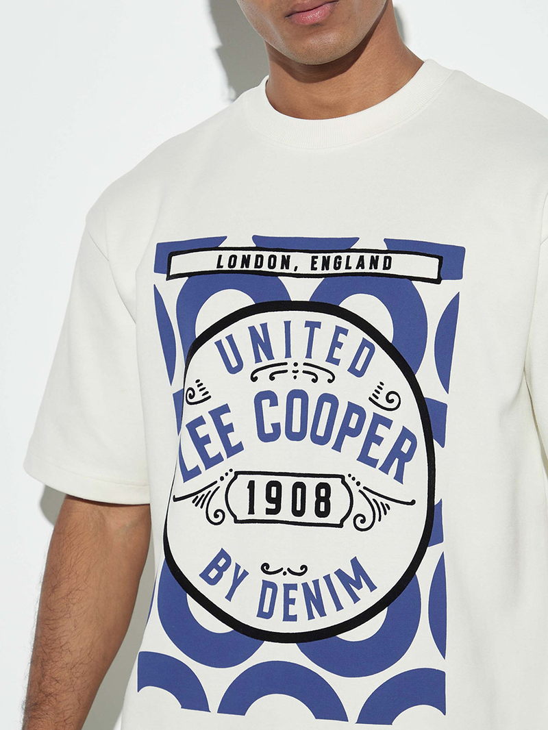 Buy Oversized Graphic Print Crew Neck T-Shirt White For Men