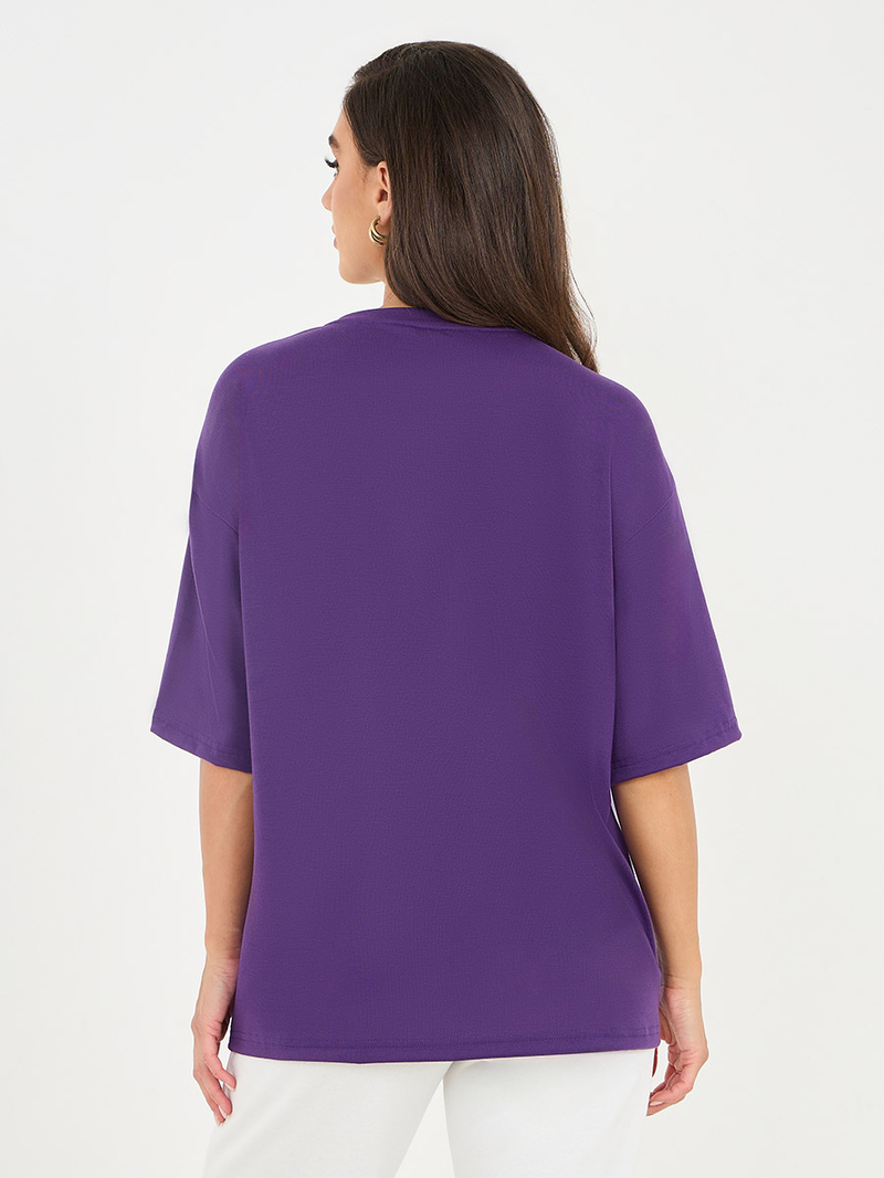 Buy Oversized Embellished Detail Drop Shoulder T-Shirt