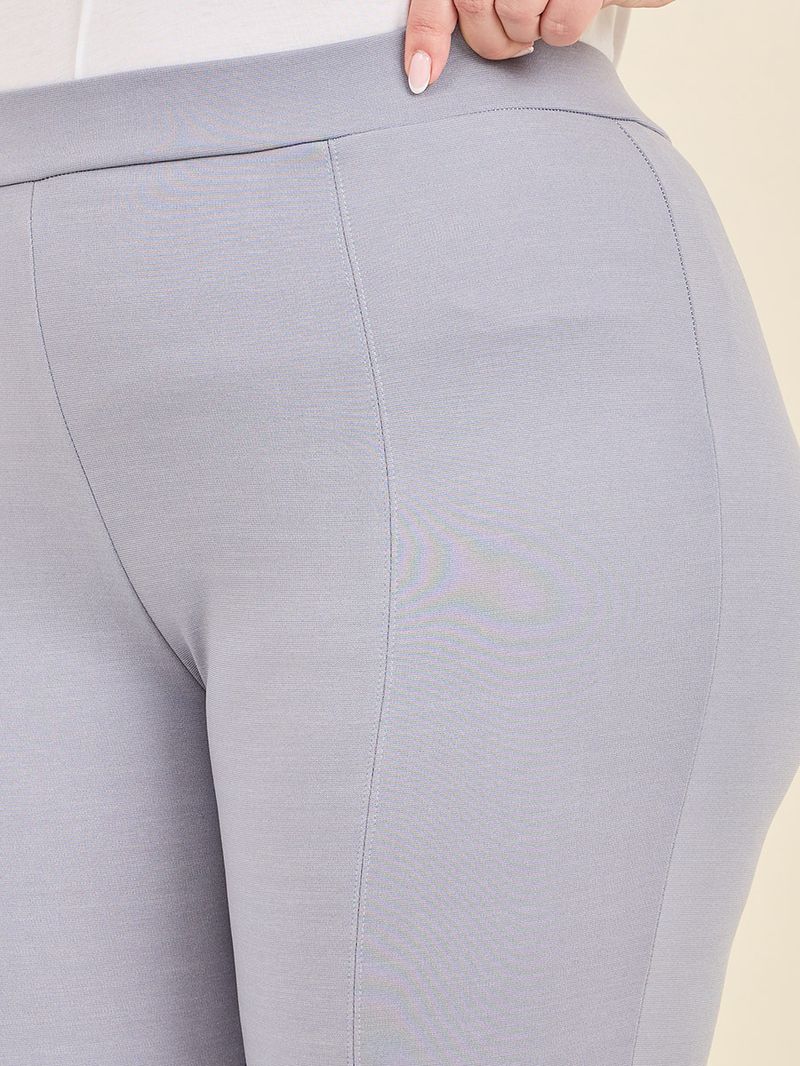 Buy Plus Front Slit Hem Ponnte Legging Grey For Women