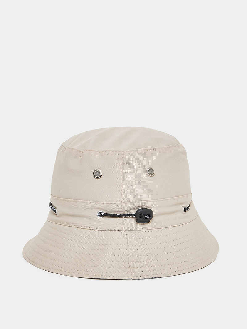 Buy Eyelet Drawcord Bucket Hat Beige For Women | Styli Saudi