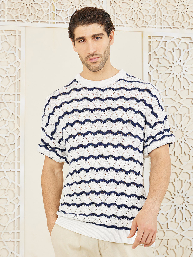 Buy Premium Cotton Oversized Crochet Knit T-shirt Multi For