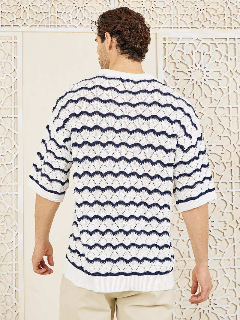 Buy Premium Cotton Oversized Crochet Knit T-shirt Multi For