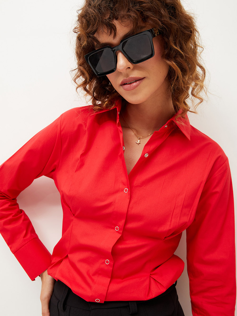 トップス TIE.ME button up T-shirt-RED 再入荷】button up T-shirt – Tie.Me