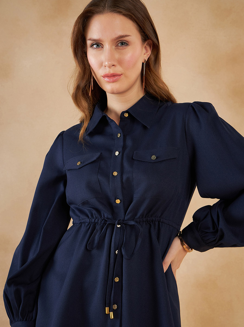 トップス Andequal drawstring tie tunic BLUE Tie-Dye Scoop Neck Tunic - Shoreline Wear, Inc.