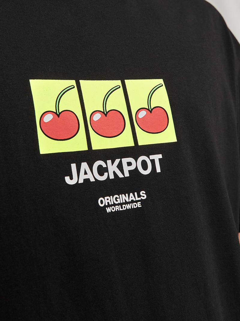 トップス jackpot market Buy Jackpot Print Crew Neck Loose Fit T-shirt Black For Men
