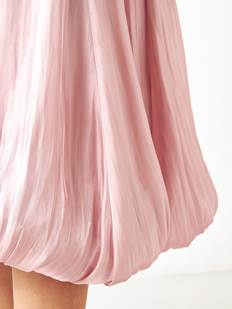 Buy Solid Midi Skirt with Balloon Hem and Semi-Elasticated