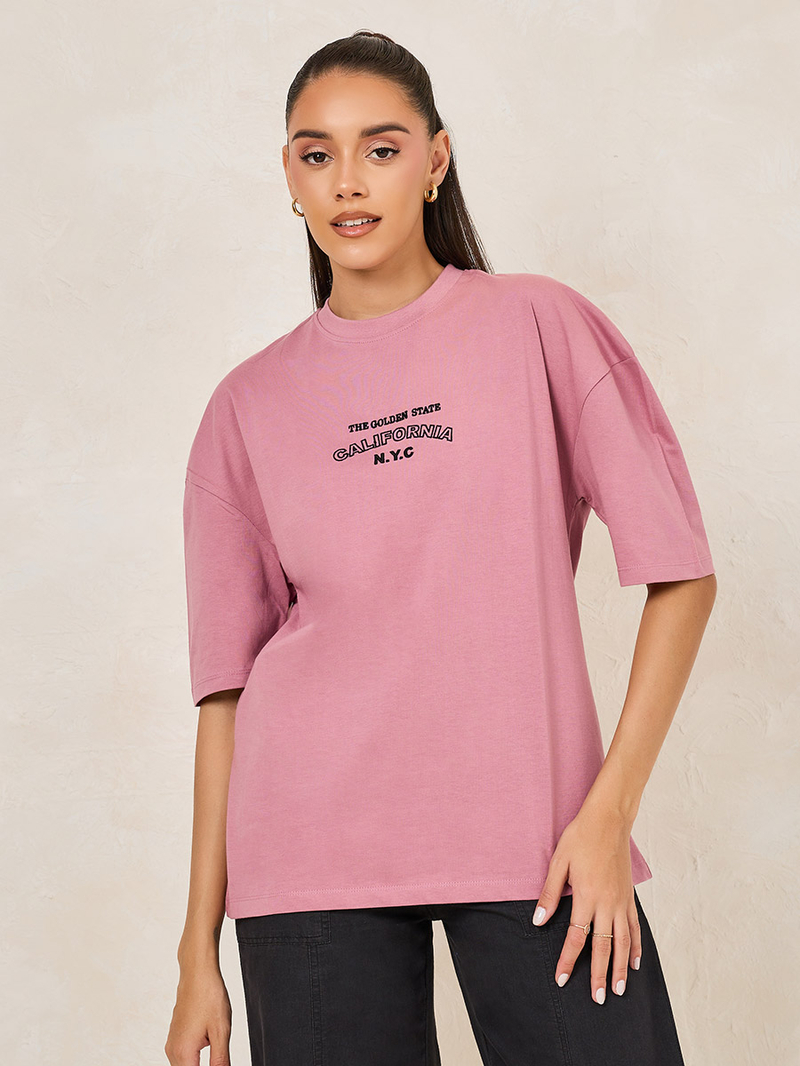 Buy Oversized Embroidered California NYC Longline T-Shirt