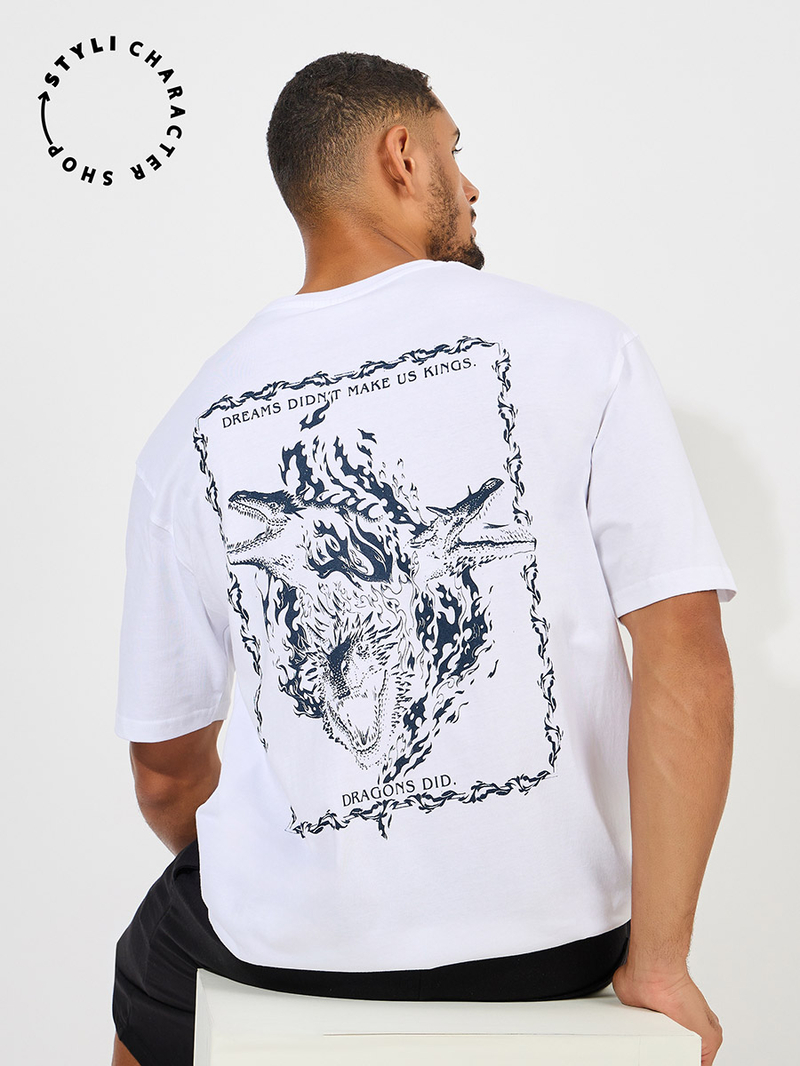 Buy House of Dragon Graphic Print Compact Jersey Oversized T-Shirt