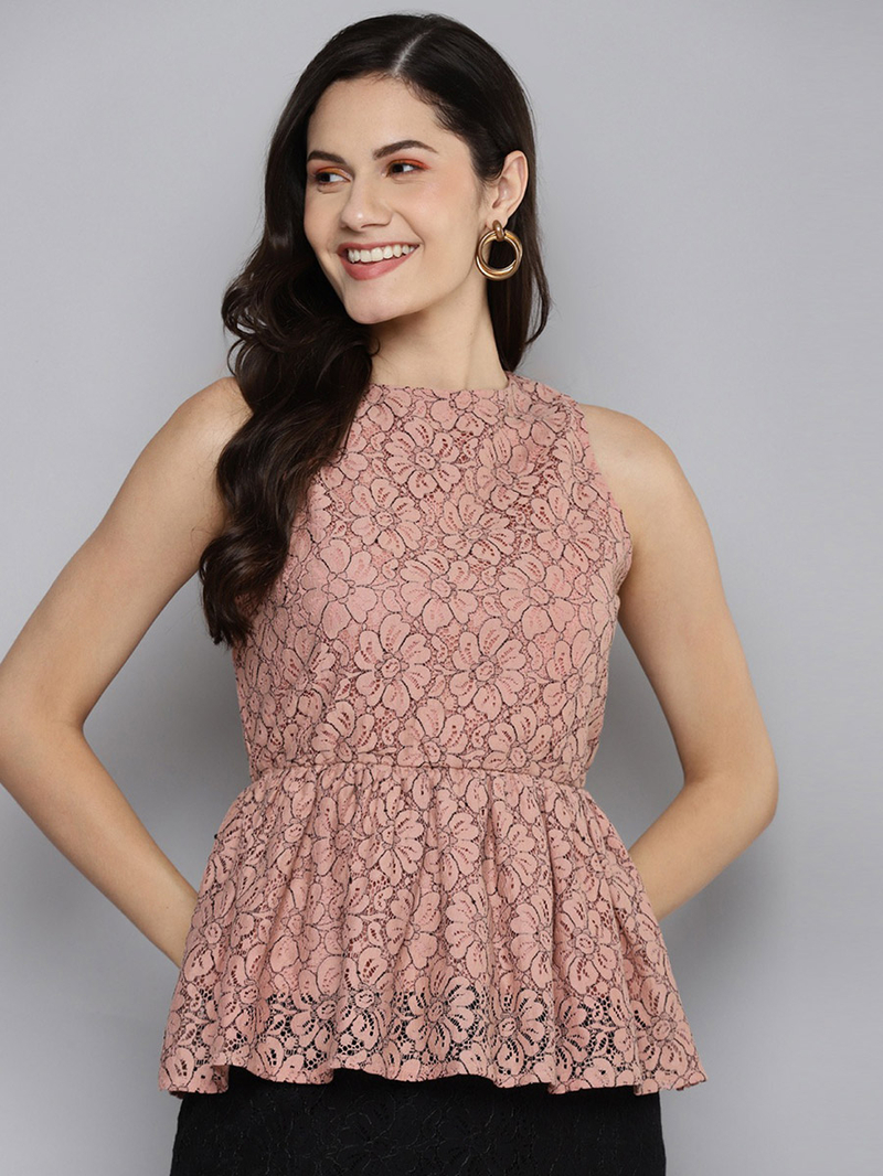 トップス sheller flower lace glitter peplum tops flower lace glitter peplum tops – shéller / シェリエ
